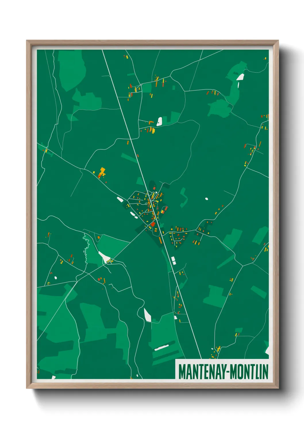 Une affiche de carte sur Mantenay-Montlin