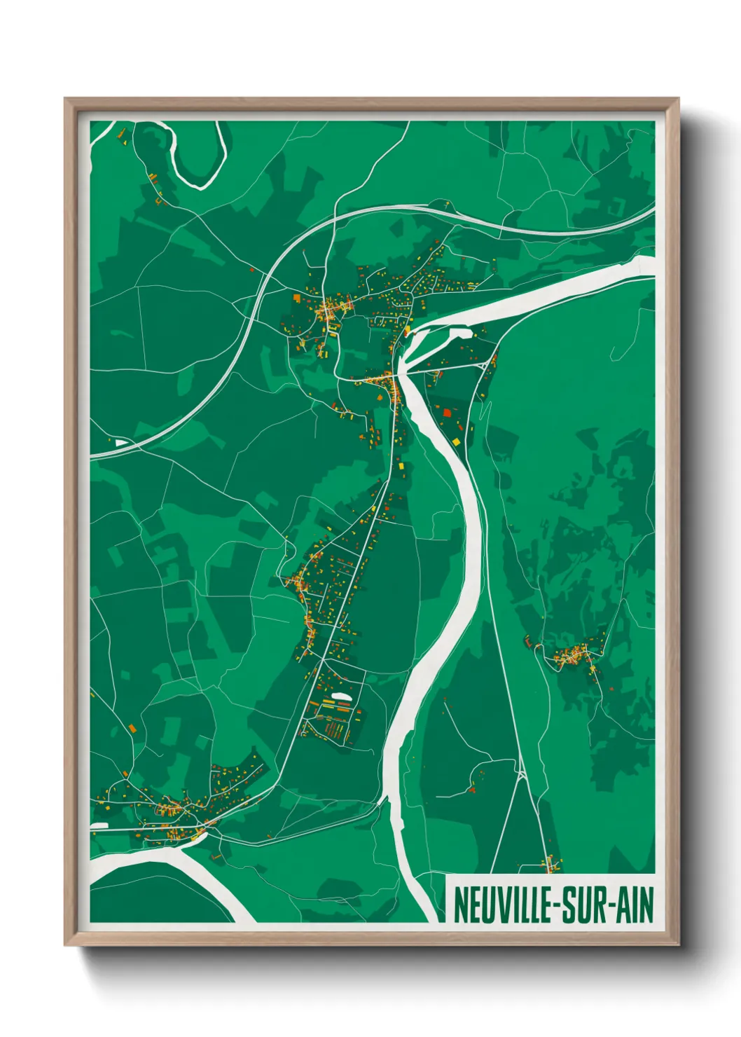 Une affiche de carte sur Neuville-sur-Ain