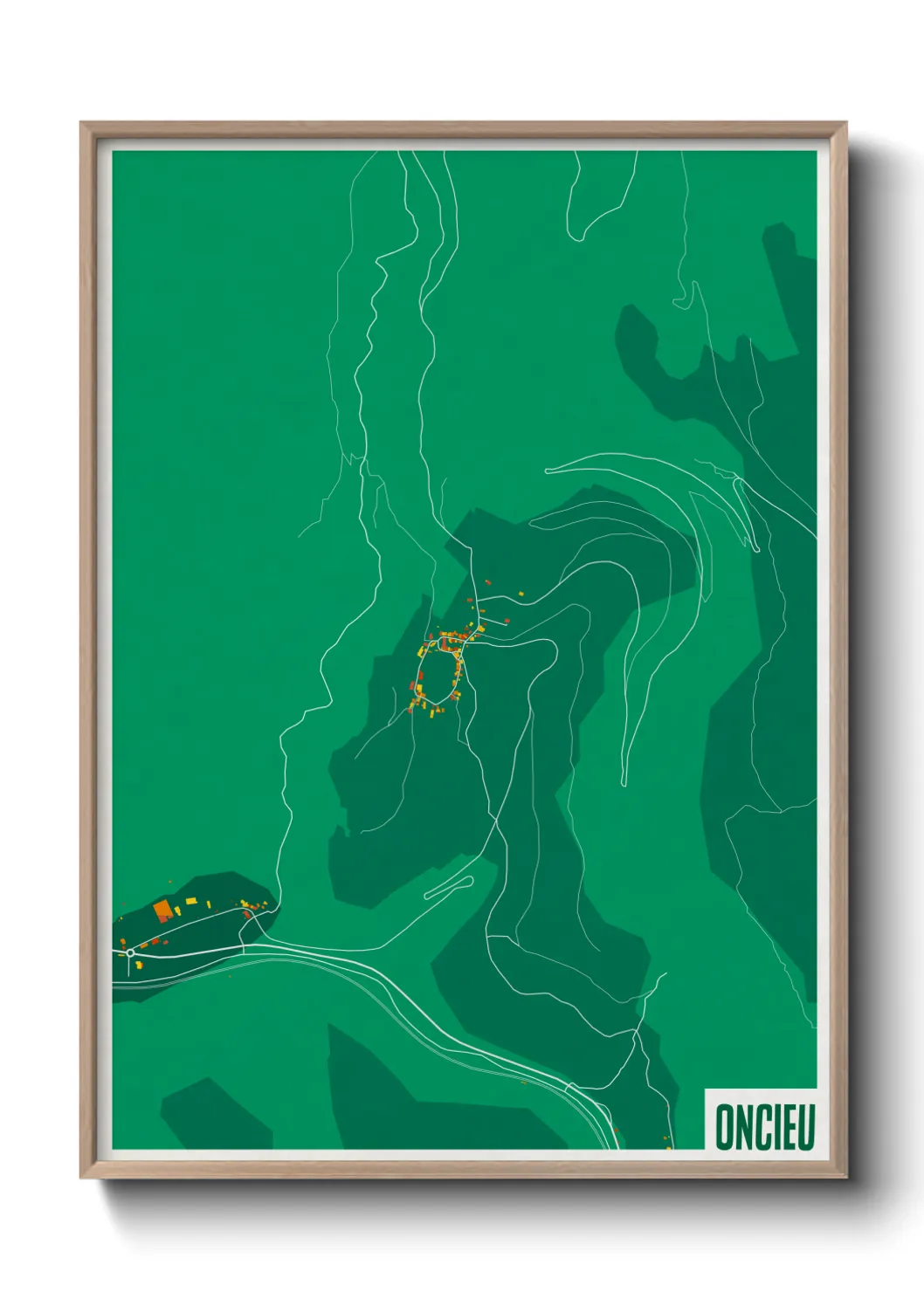 Une affiche de carte sur Oncieu