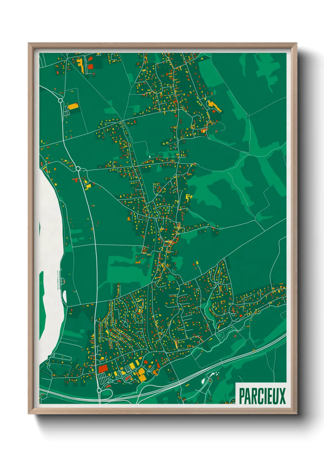 Une affiche de carte sur Parcieux