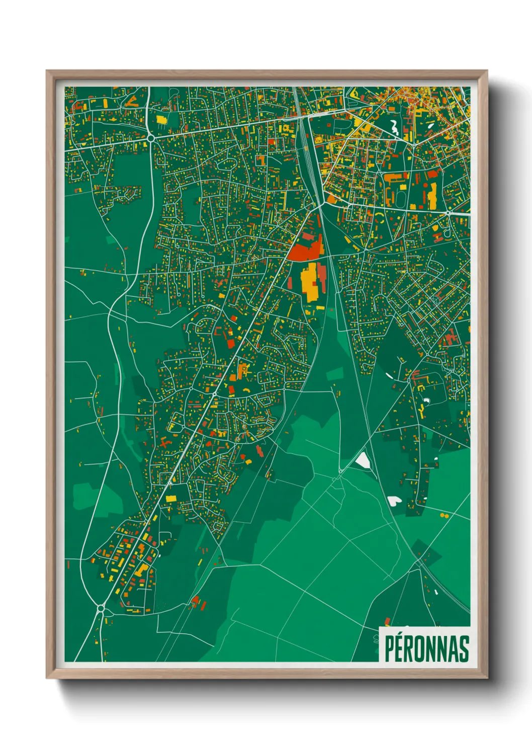 Une affiche de carte sur Péronnas