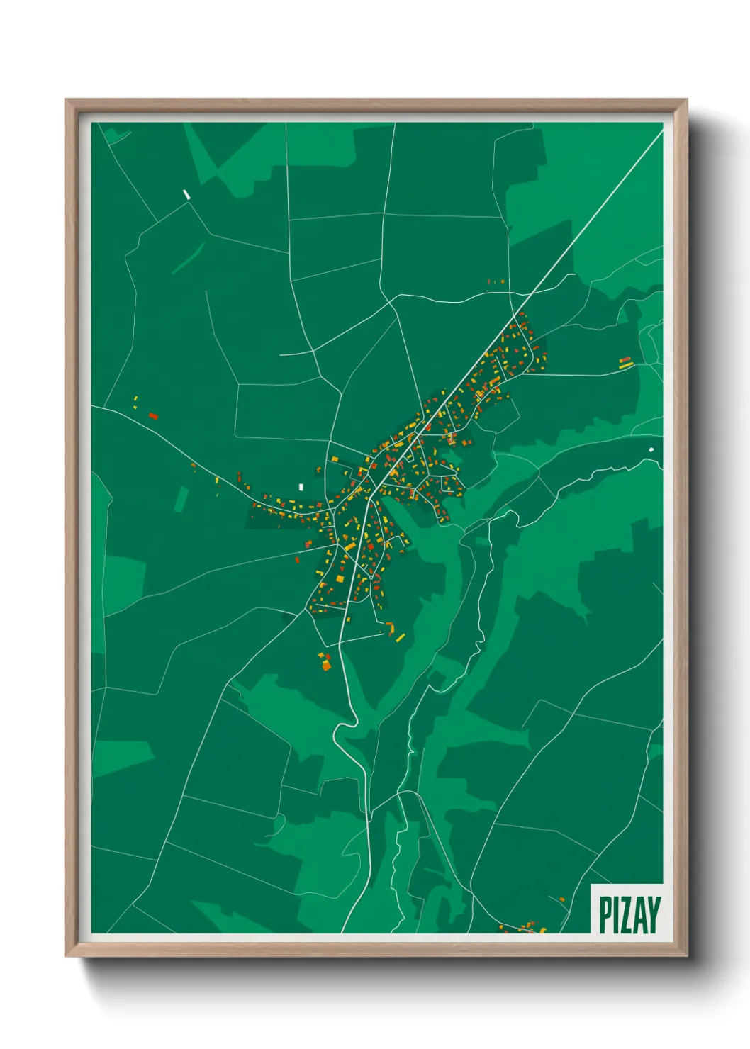 Une affiche de carte sur Pizay