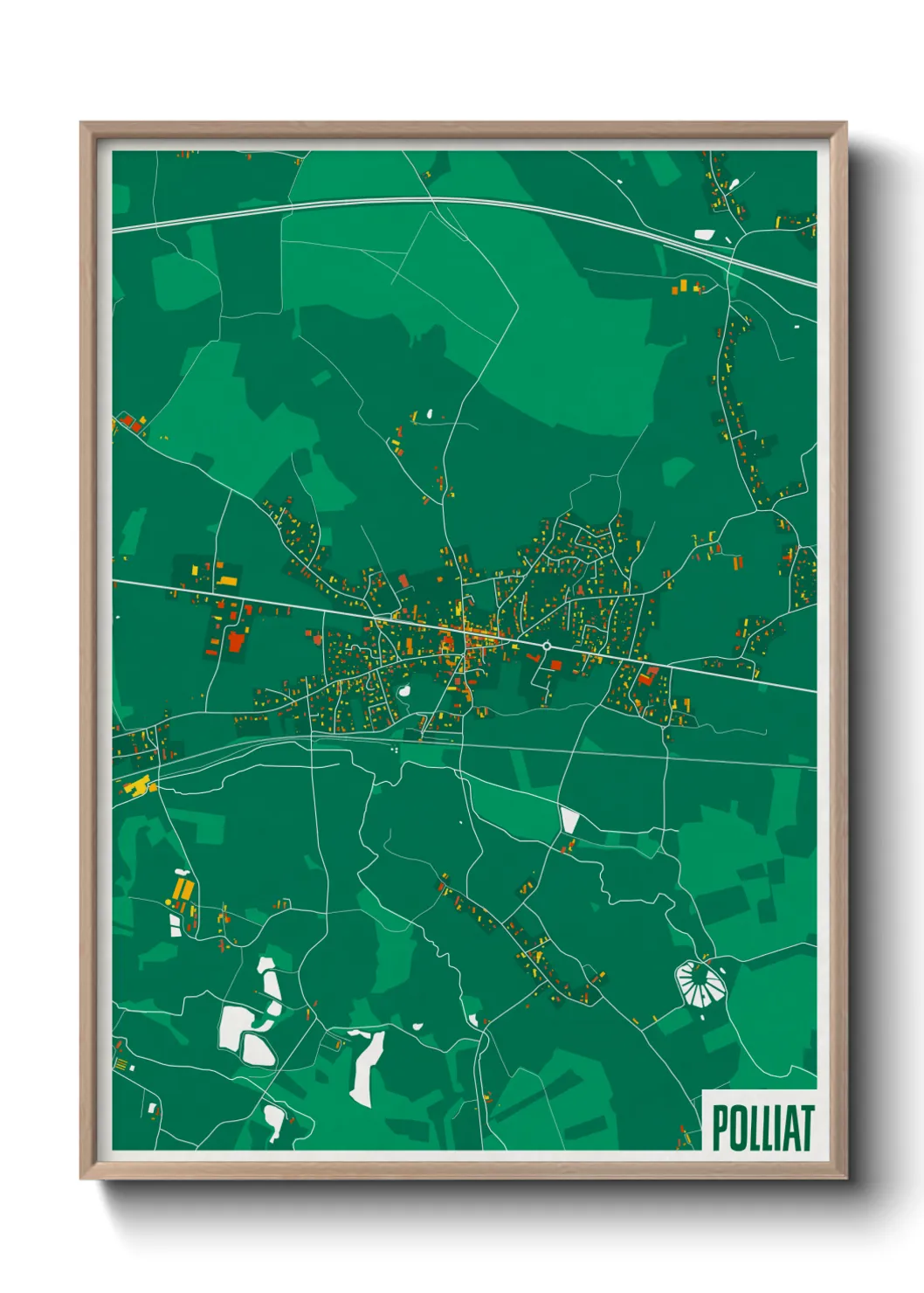 Une affiche de carte sur Polliat