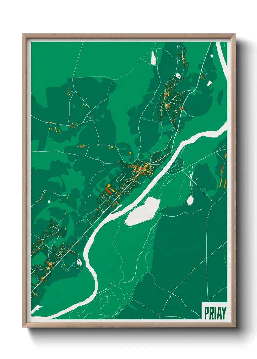 Une affiche de carte sur Priay