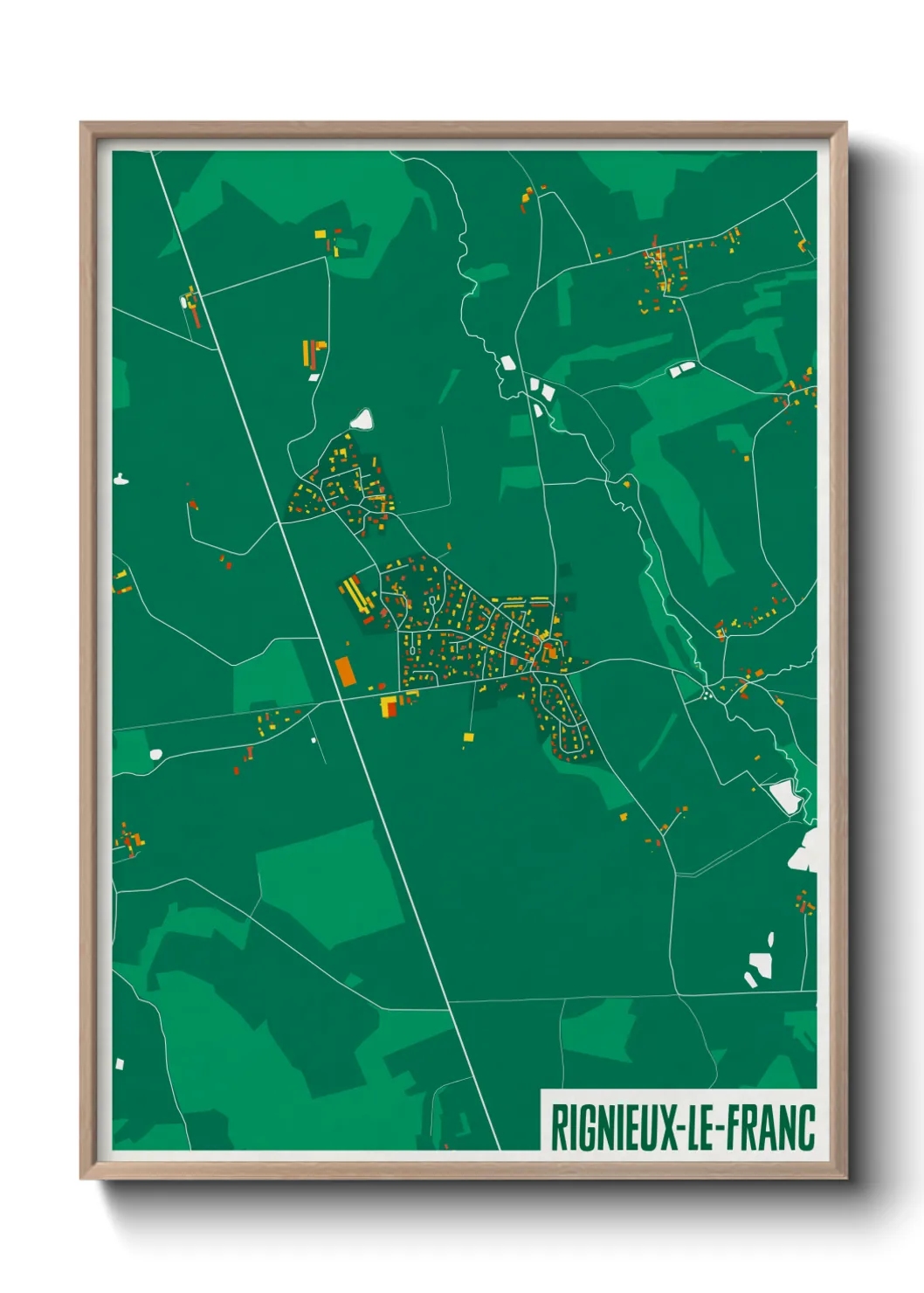 Une affiche de carte sur Rignieux-le-Franc