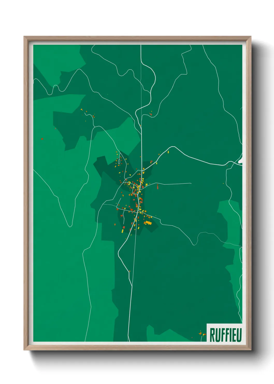 Une affiche de carte sur Ruffieu