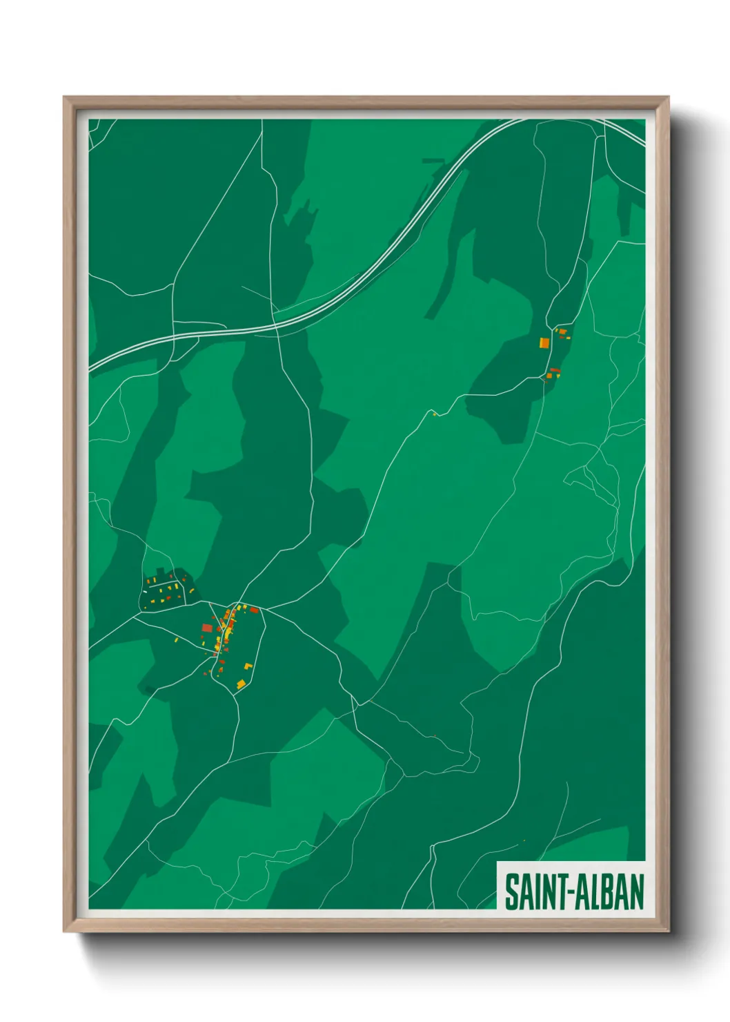 Une affiche de carte sur Saint-Alban