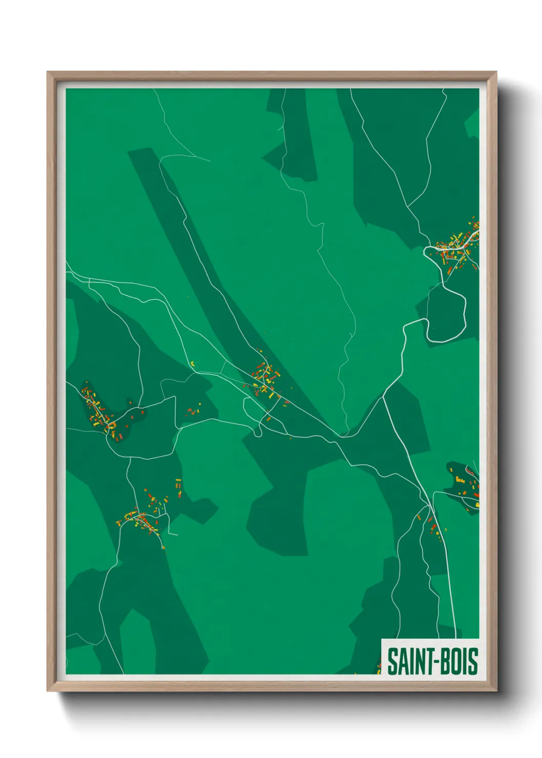 Une affiche de carte sur Saint-Bois