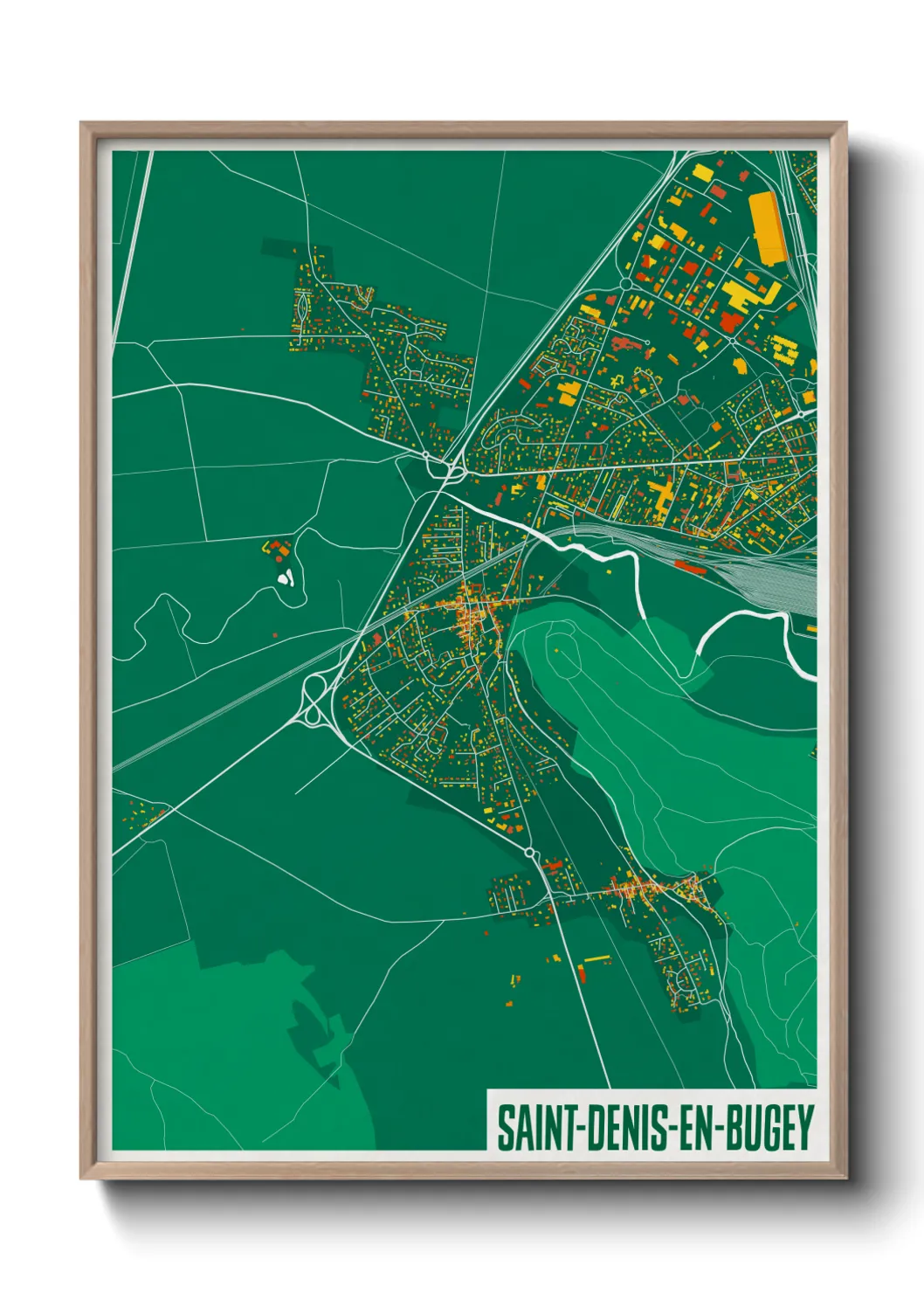 Une affiche de carte sur Saint-Denis-en-Bugey