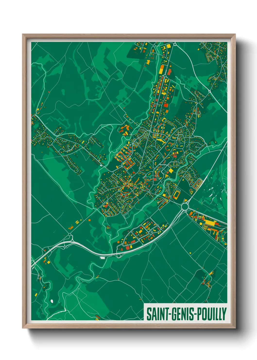 Une affiche de carte sur Saint-Genis-Pouilly