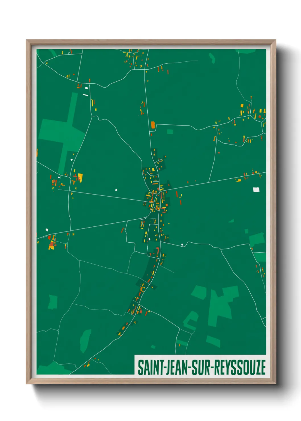 Une affiche de carte sur Saint-Jean-sur-Reyssouze
