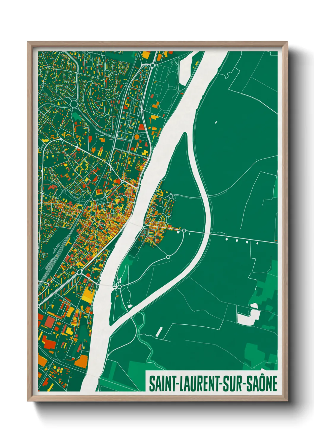 Une affiche de carte sur Saint-Laurent-sur-Saône