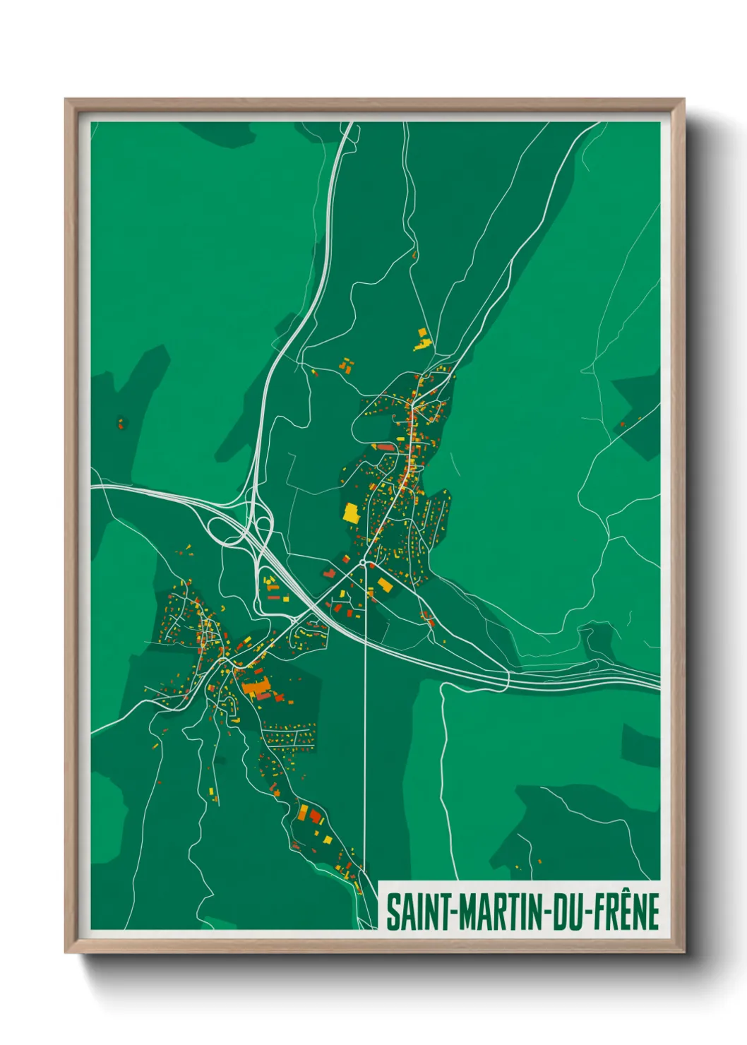 Une affiche de carte sur Saint-Martin-du-Frêne