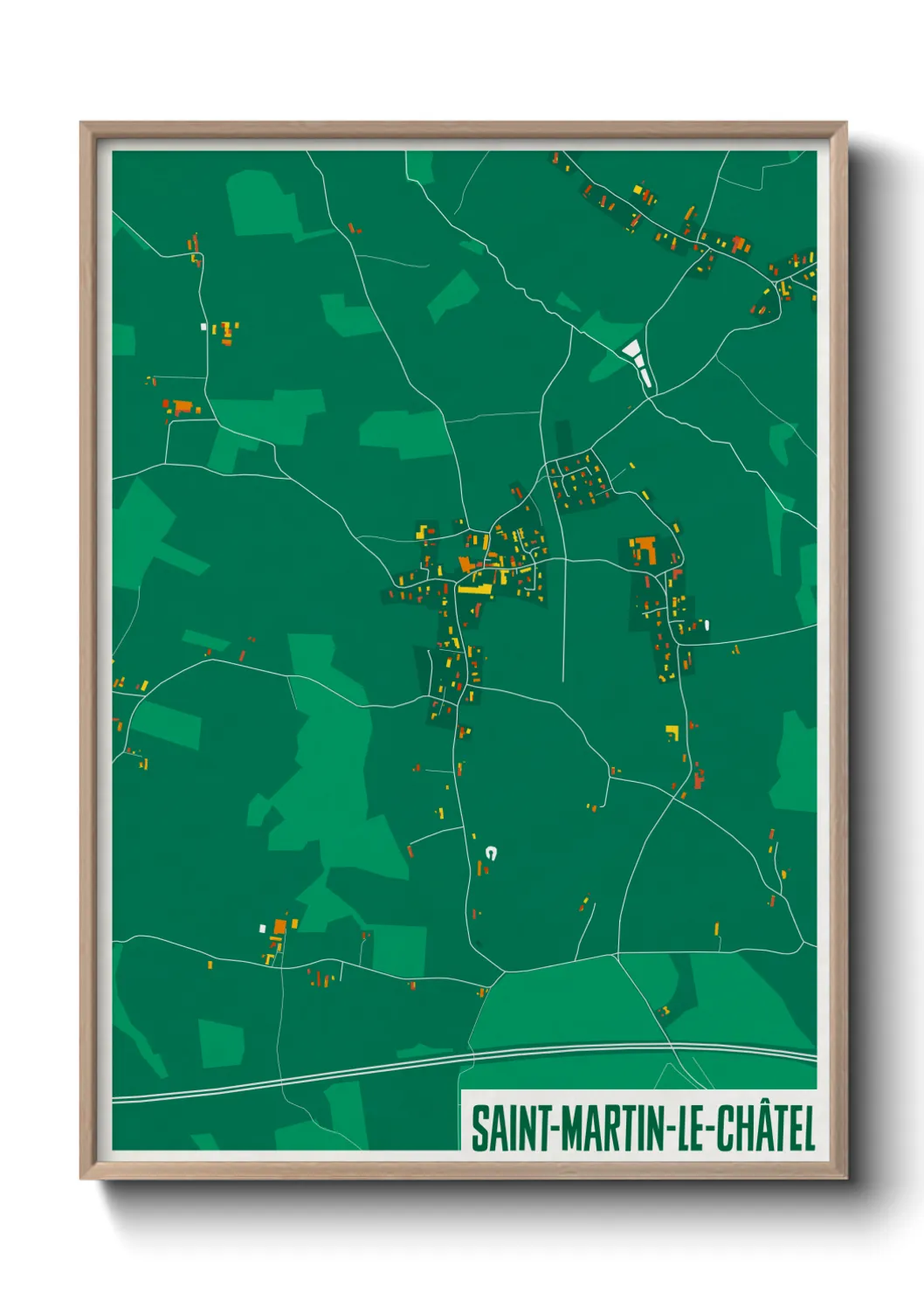 Une affiche de carte sur Saint-Martin-le-Châtel