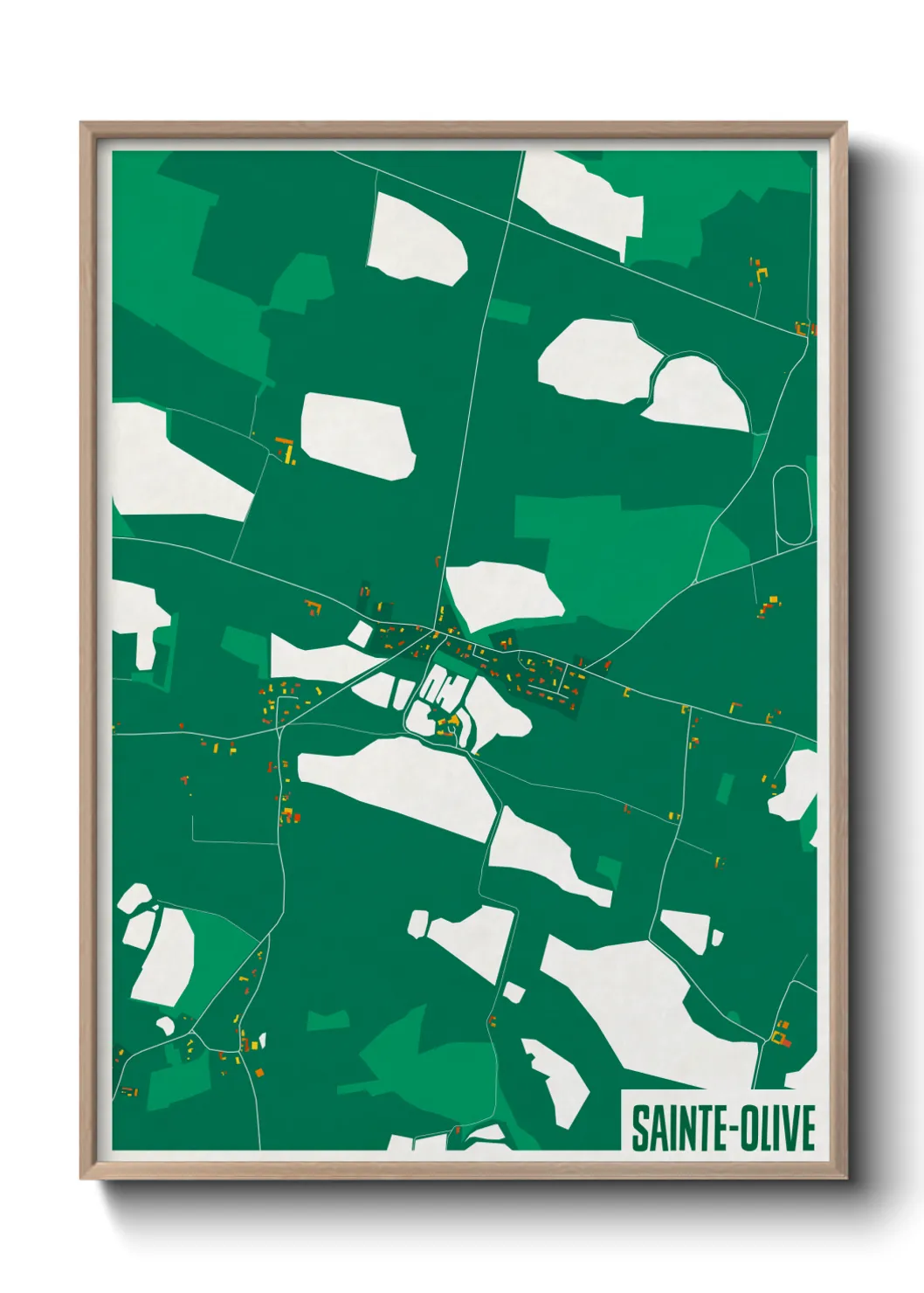Une affiche de carte sur Sainte-Olive
