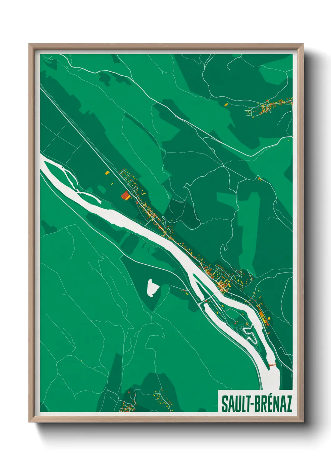 Une affiche de carte sur Sault-Brénaz