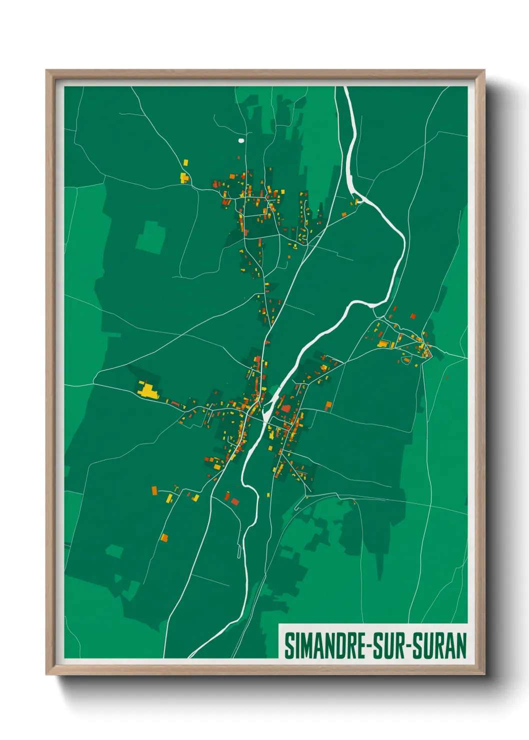 Une affiche de carte sur Simandre-sur-Suran
