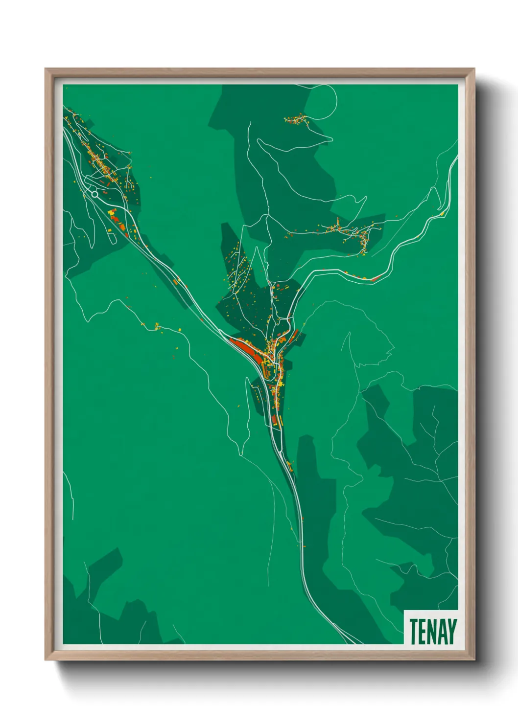 Une affiche de carte sur Tenay