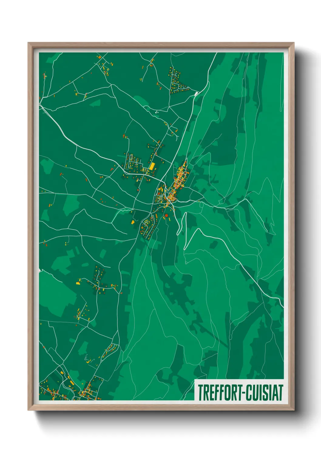Une affiche de carte sur Treffort-Cuisiat