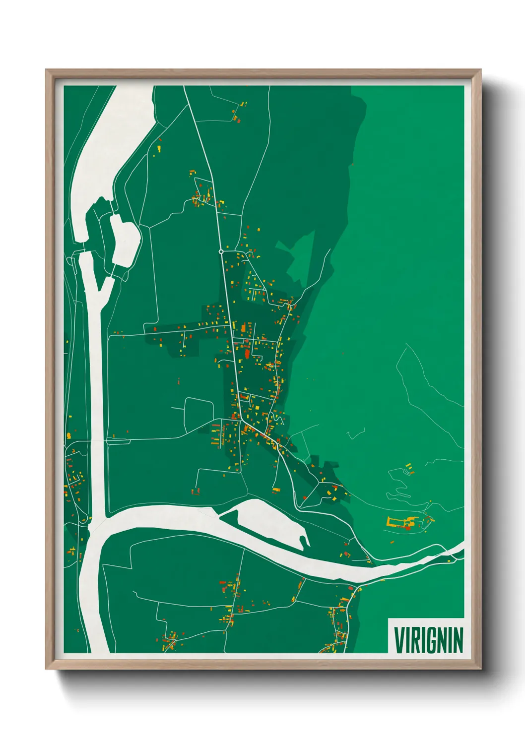 Une affiche de carte sur Virignin