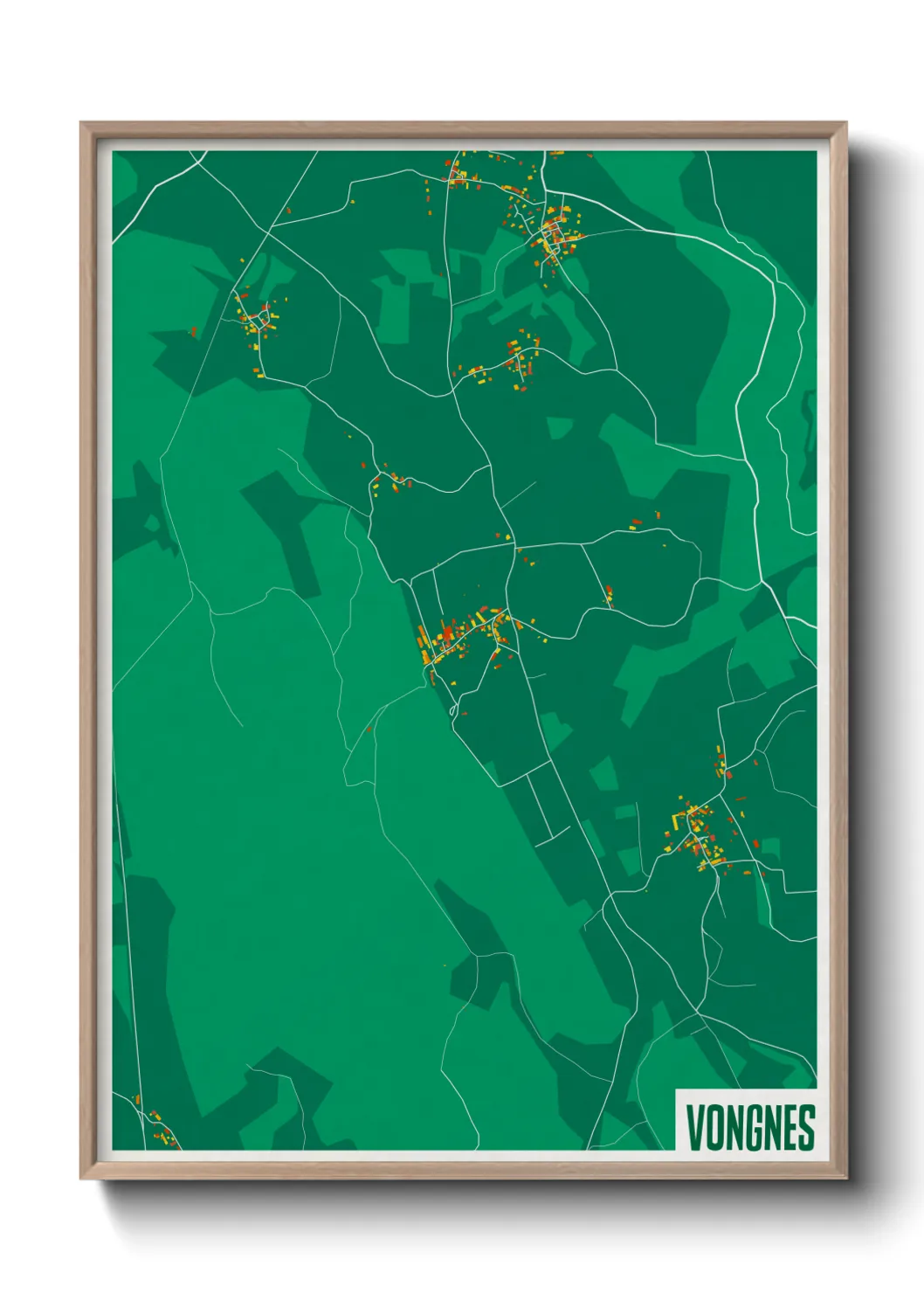 Une affiche de carte sur Vongnes