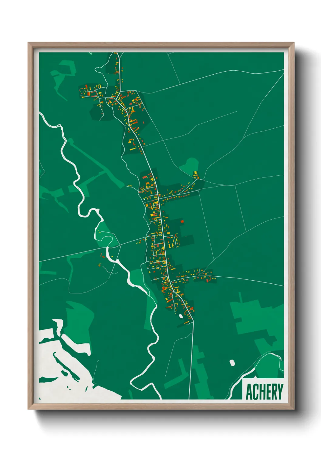 Une affiche de carte sur Achery