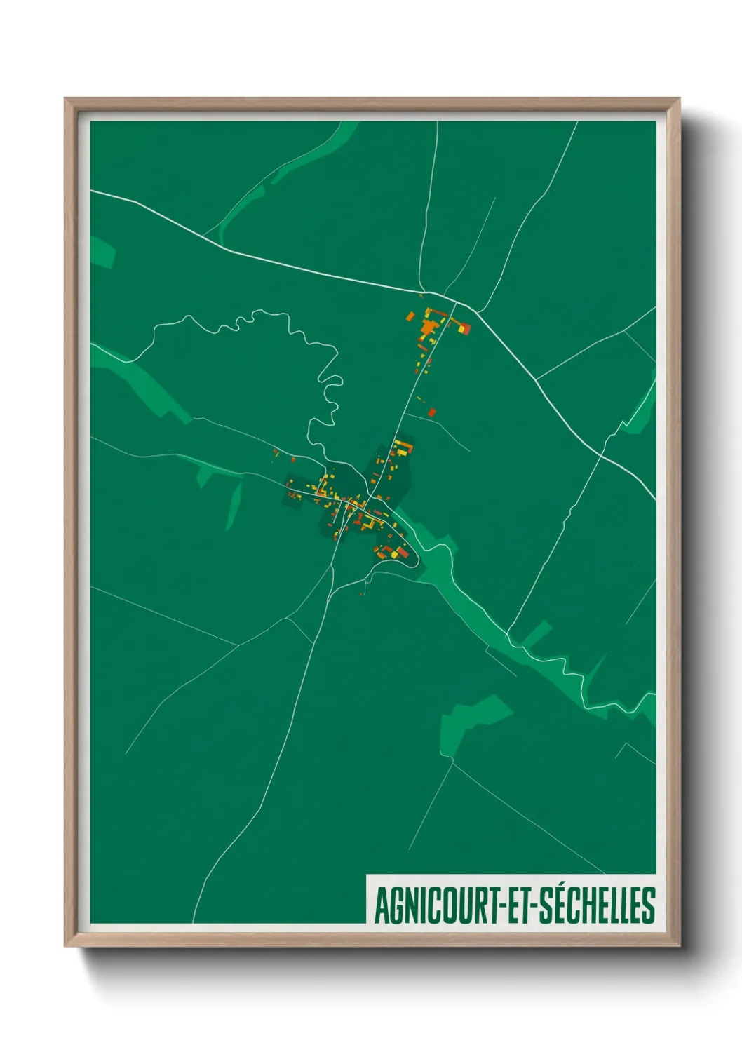 Une affiche de carte sur Agnicourt-et-Séchelles