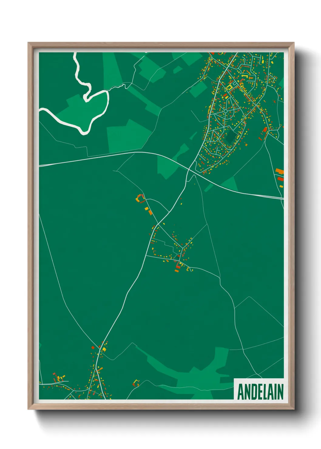 Une affiche de carte sur Andelain