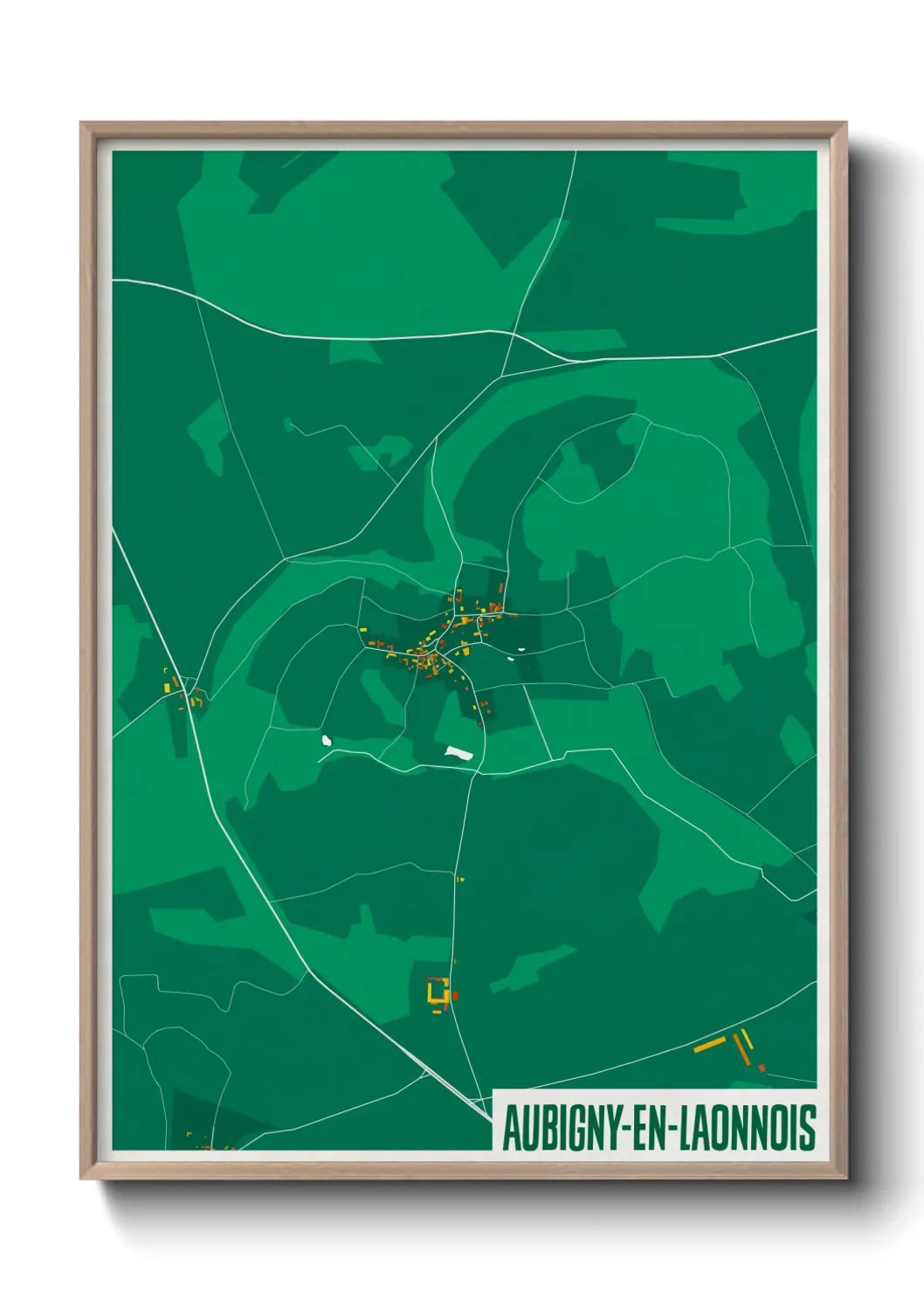 Une affiche de carte sur Aubigny-en-Laonnois
