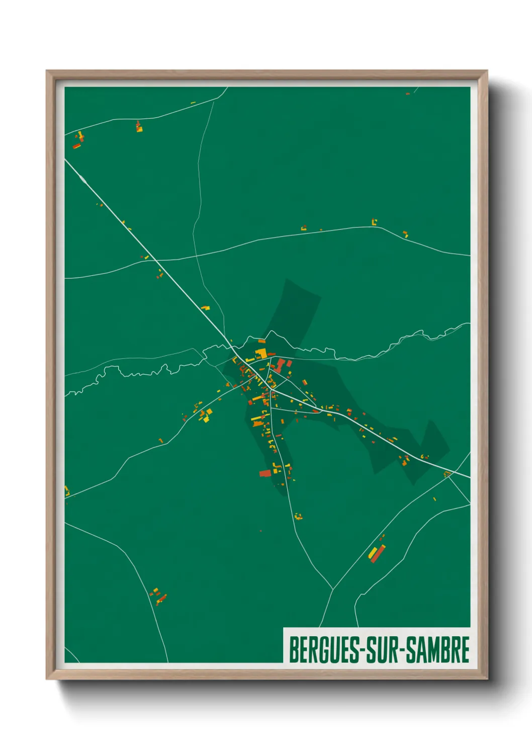 Une affiche de carte sur Bergues-sur-Sambre