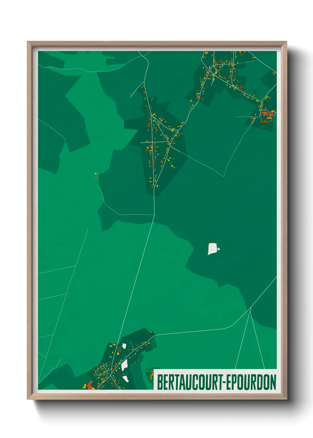 Une affiche de carte sur Bertaucourt-Epourdon