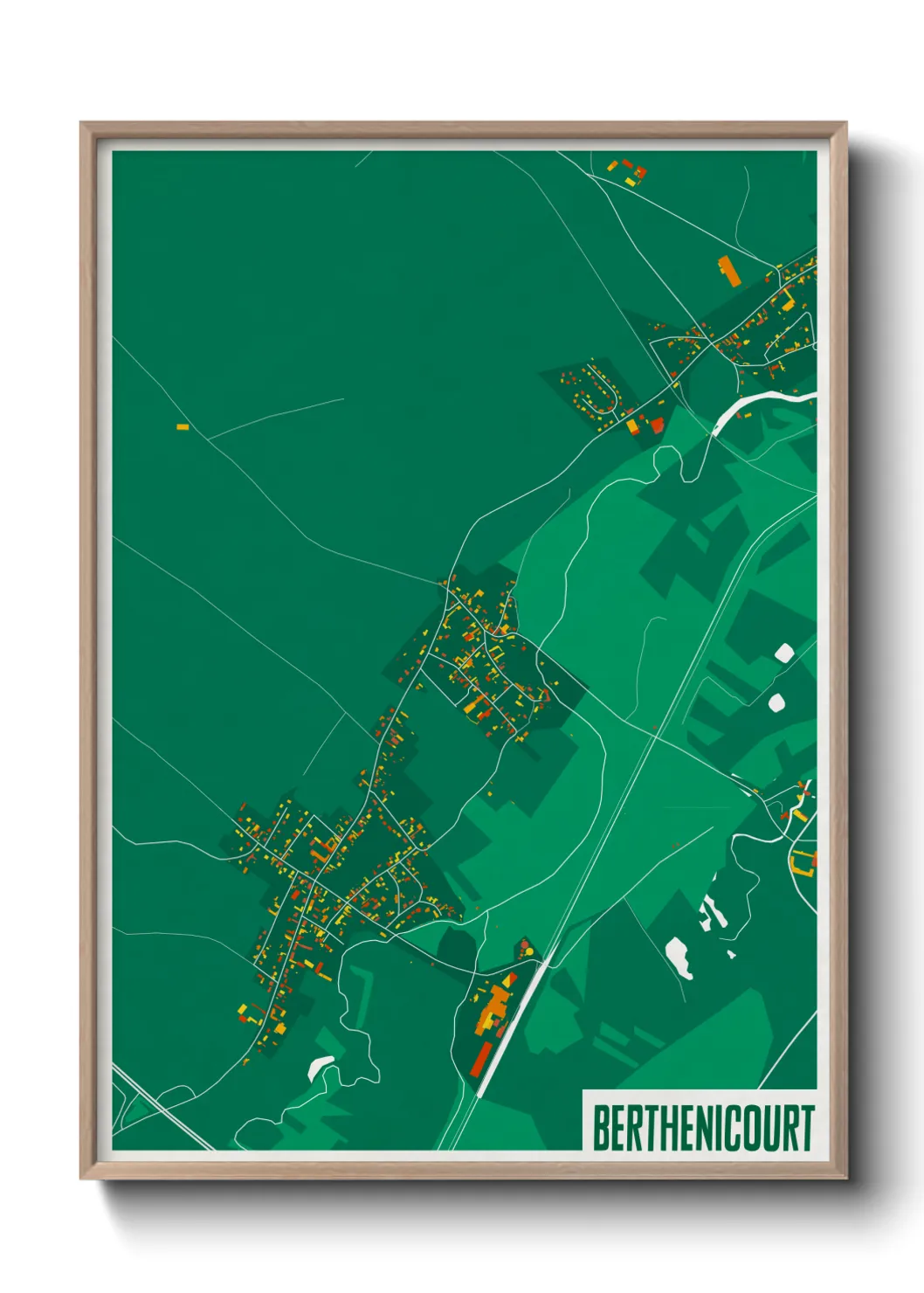 Une affiche de carte sur Berthenicourt