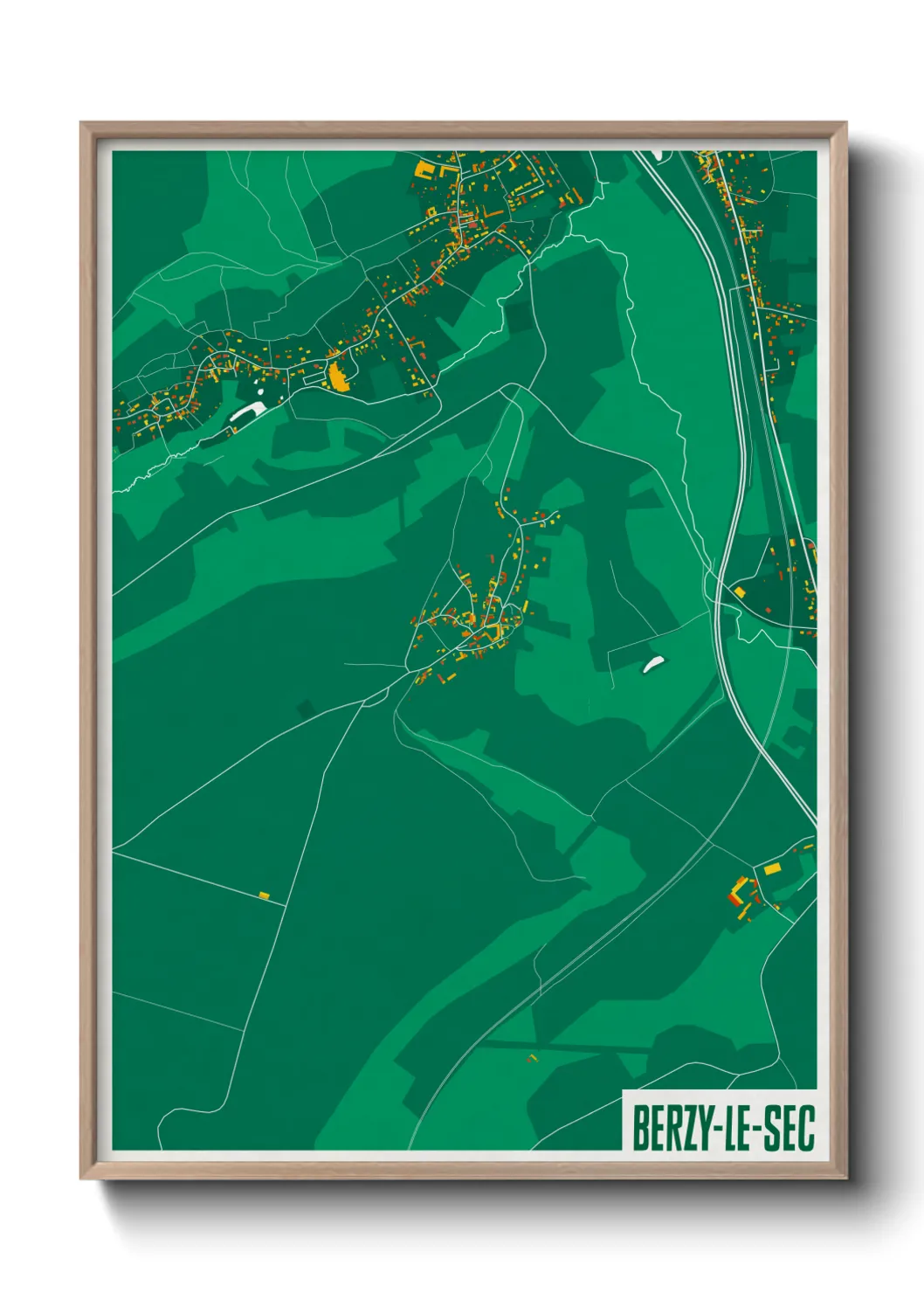 Une affiche de carte sur Berzy-le-Sec
