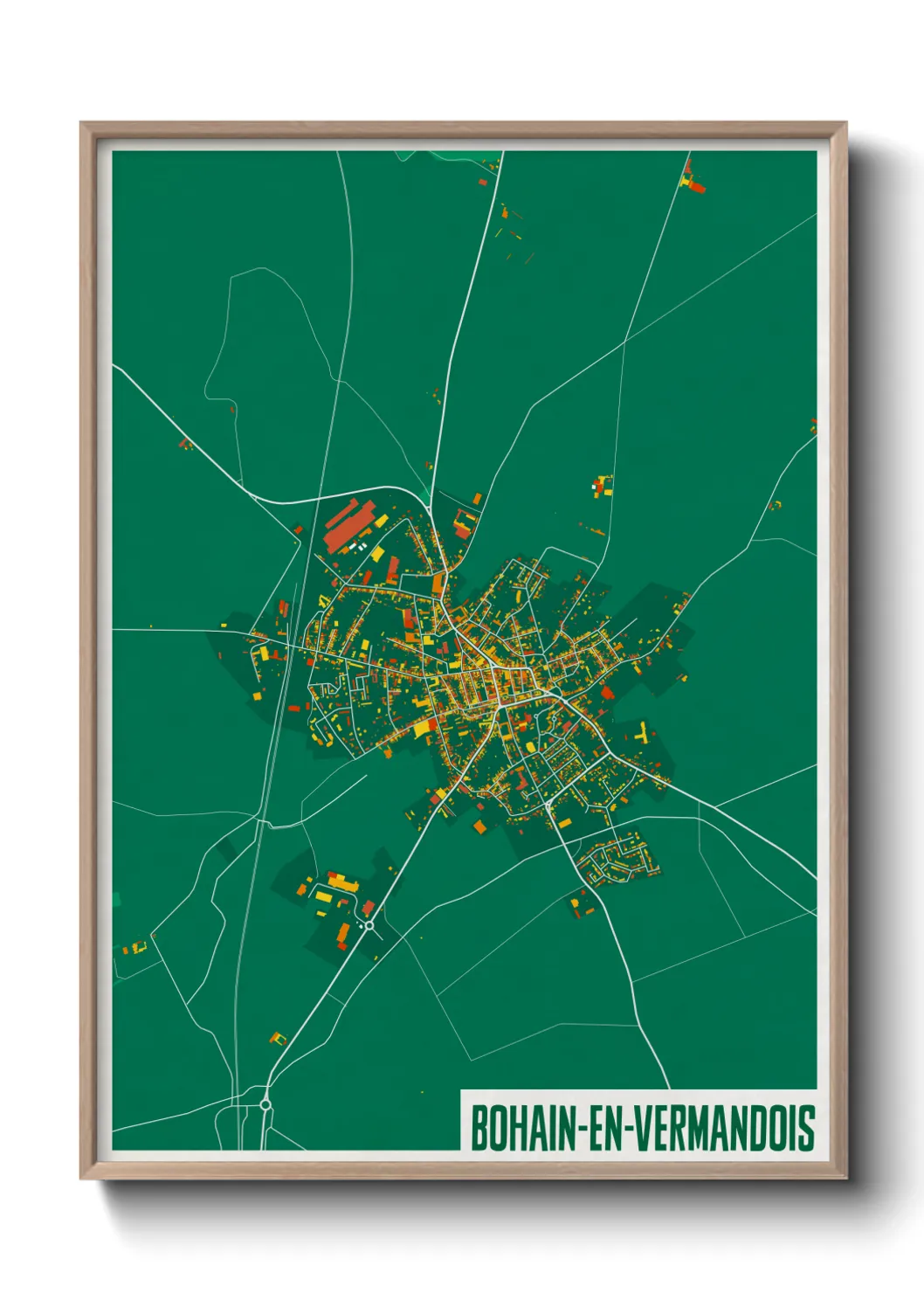 Une affiche de carte sur Bohain-en-Vermandois