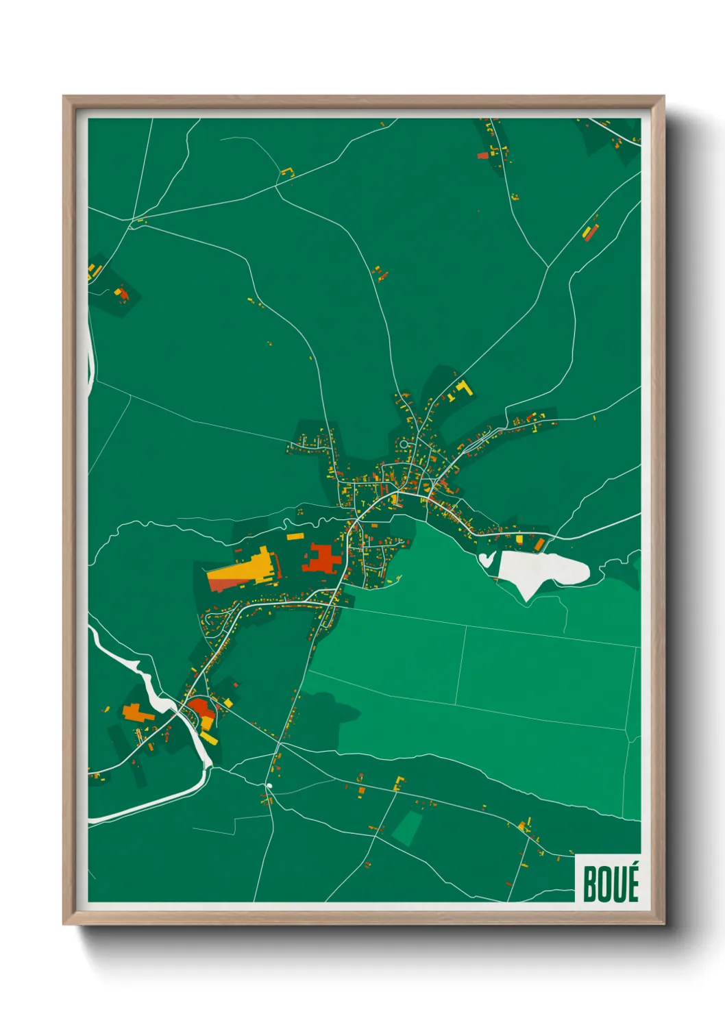 Une affiche de carte sur Boué