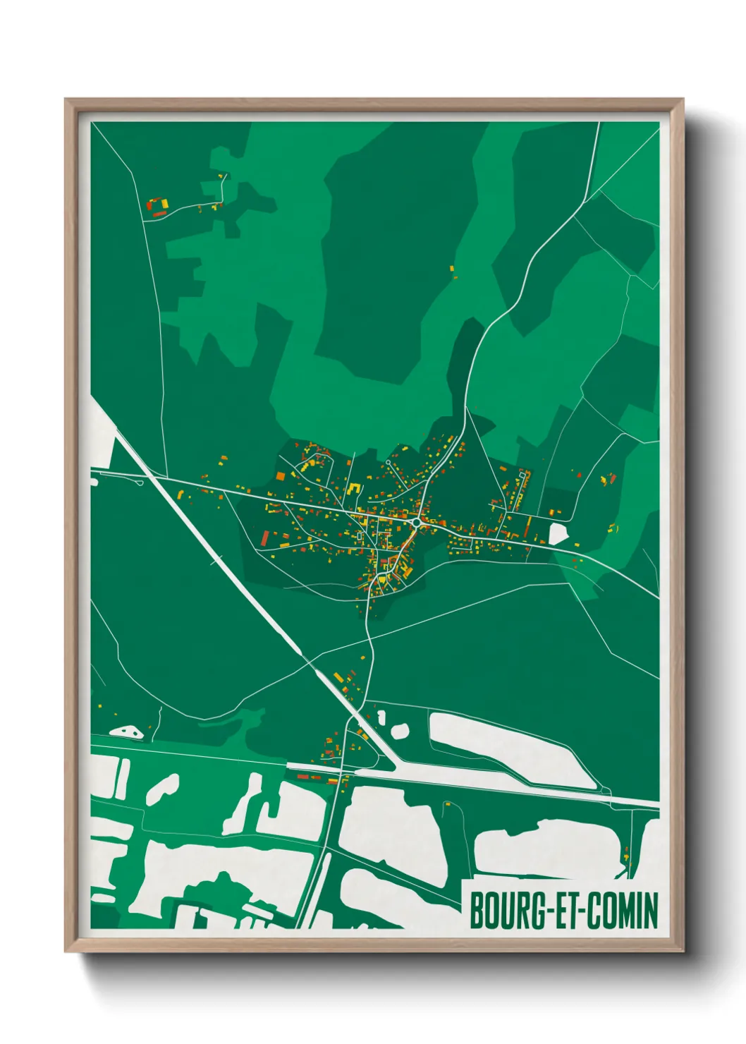 Une affiche de carte sur Bourg-et-Comin