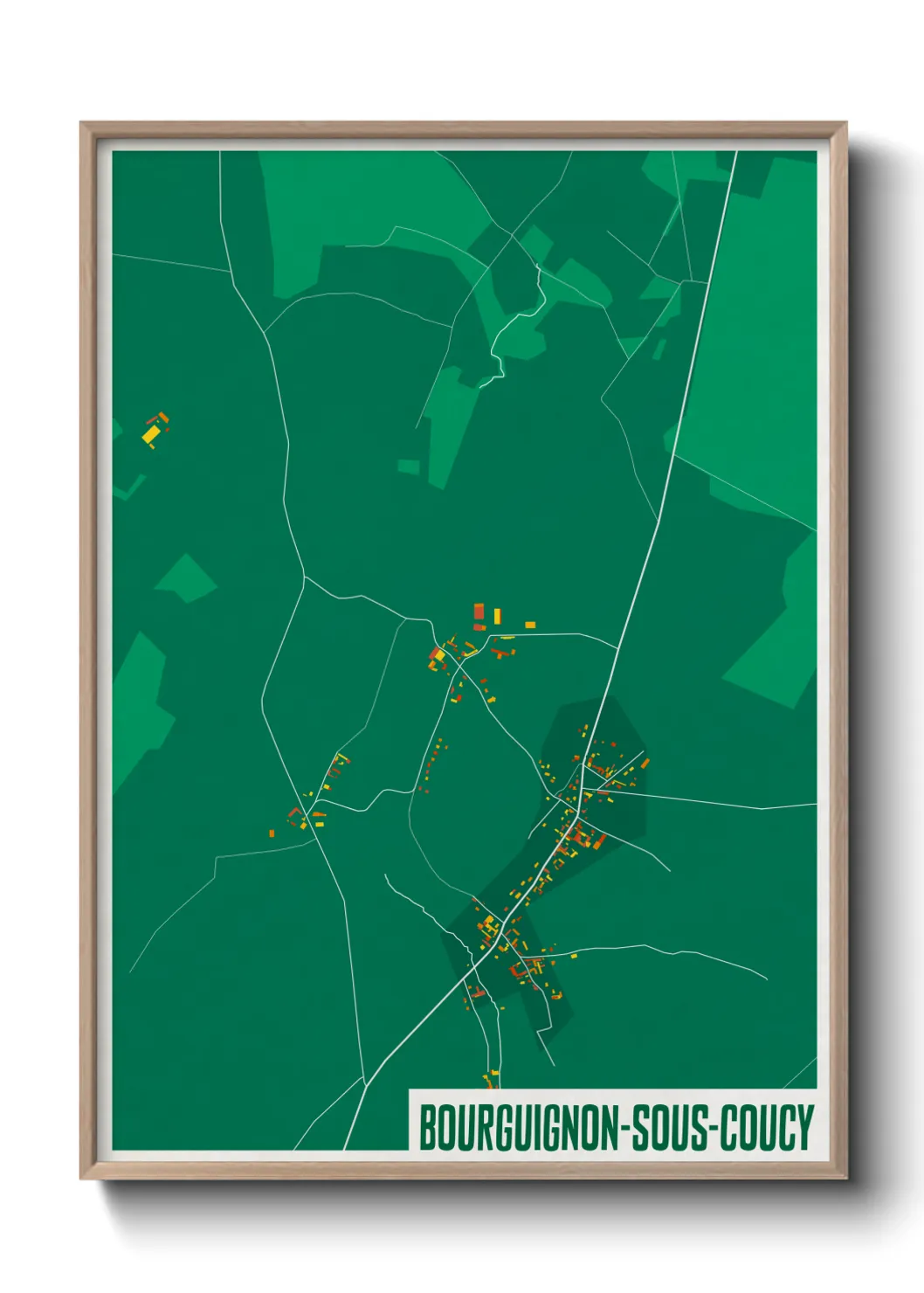 Une affiche de carte sur Bourguignon-sous-Coucy