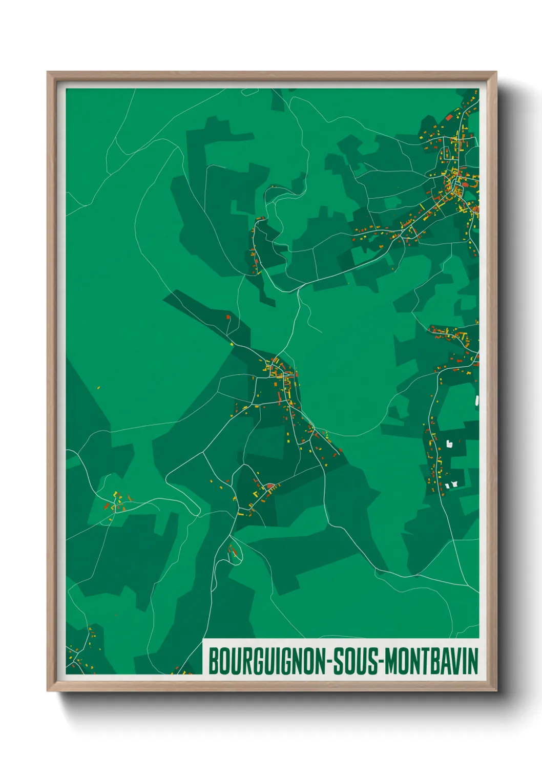 Une affiche de carte sur Bourguignon-sous-Montbavin