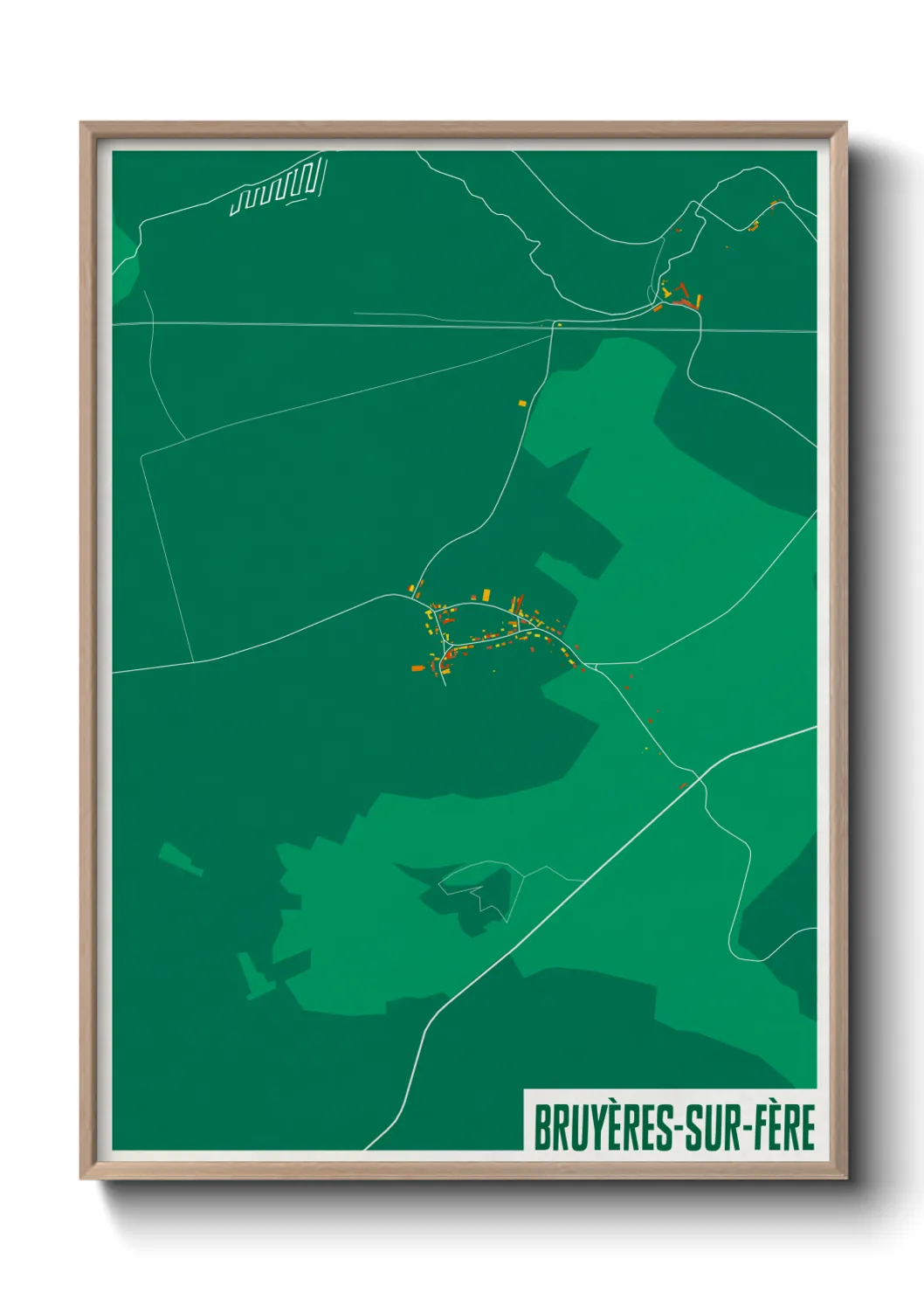 Une affiche de carte sur Bruyères-sur-Fère