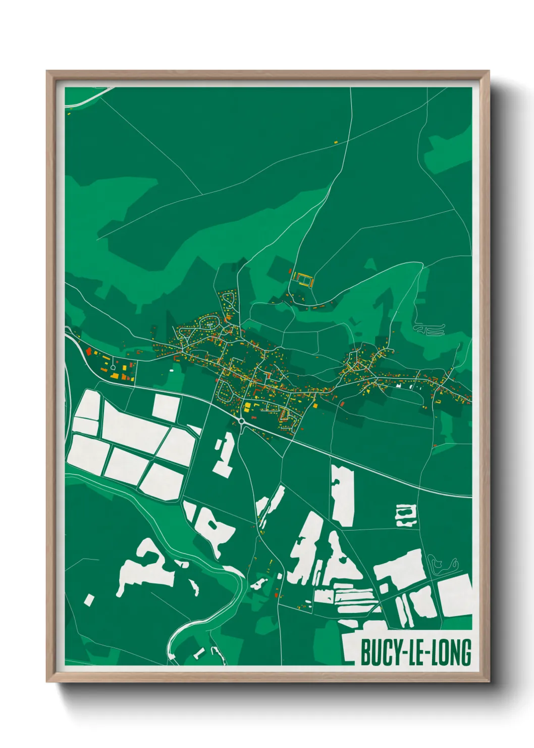 Une affiche de carte sur Bucy-le-Long