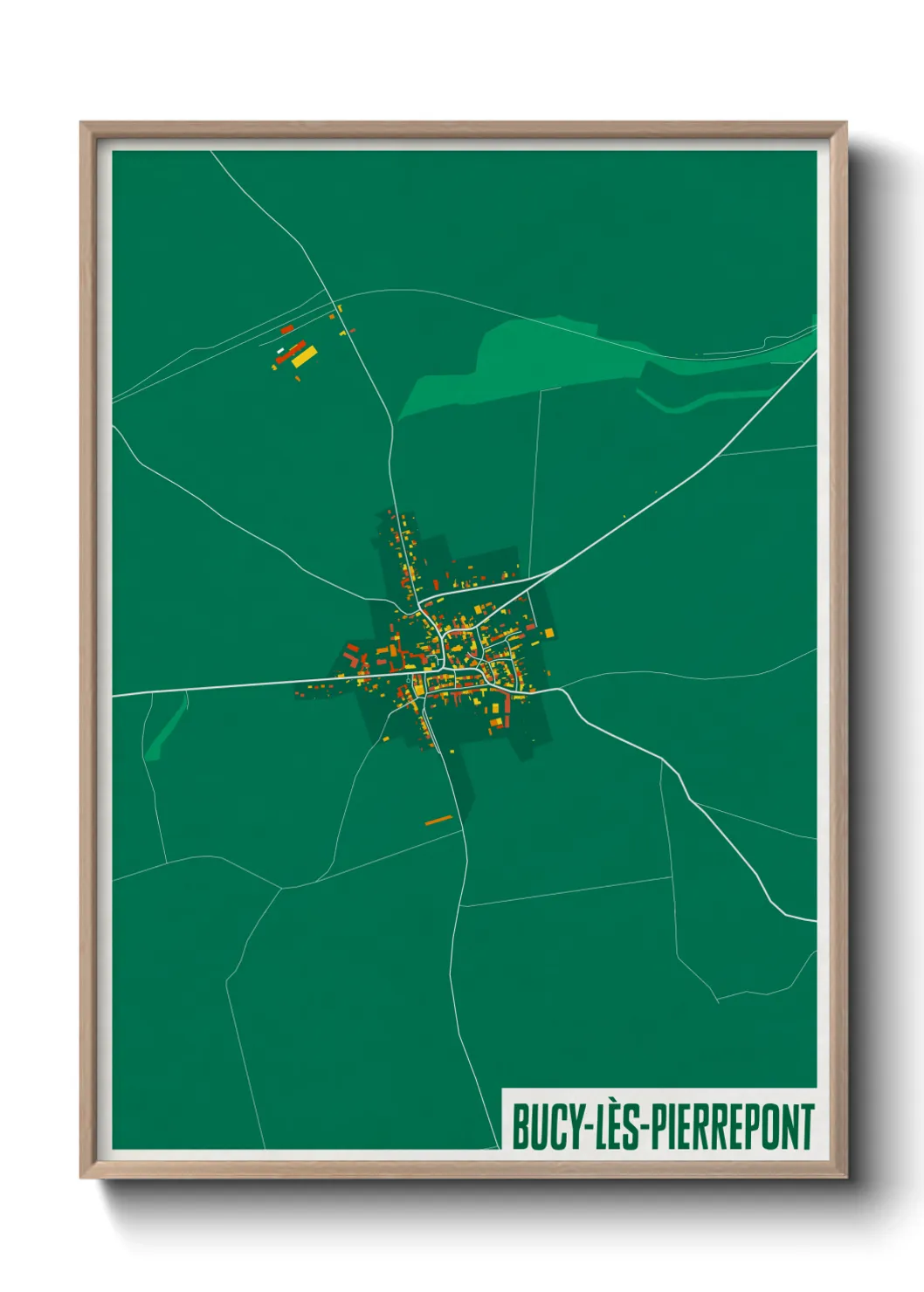 Une affiche de carte sur Bucy-lès-Pierrepont