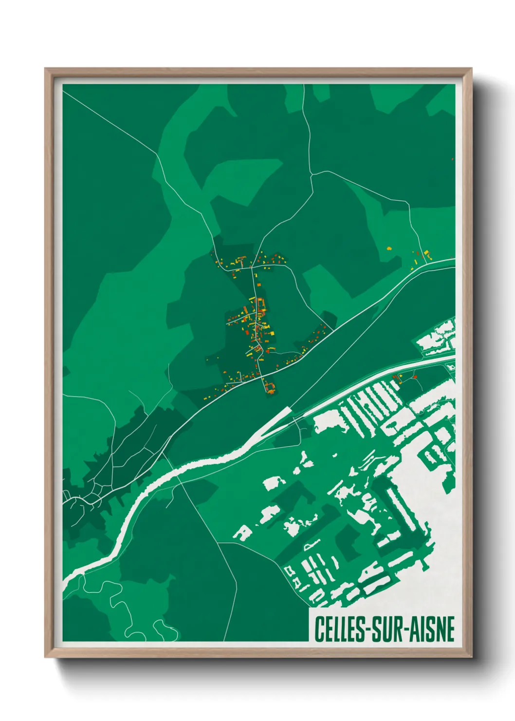 Une affiche de carte sur Celles-sur-Aisne