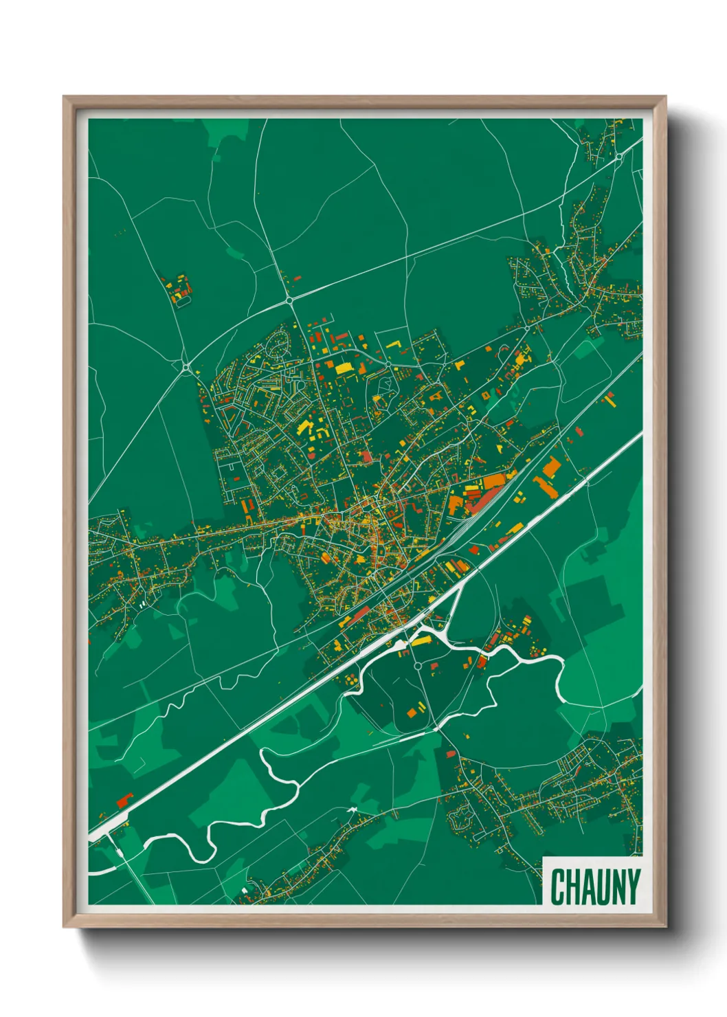 Une affiche de carte sur Chauny
