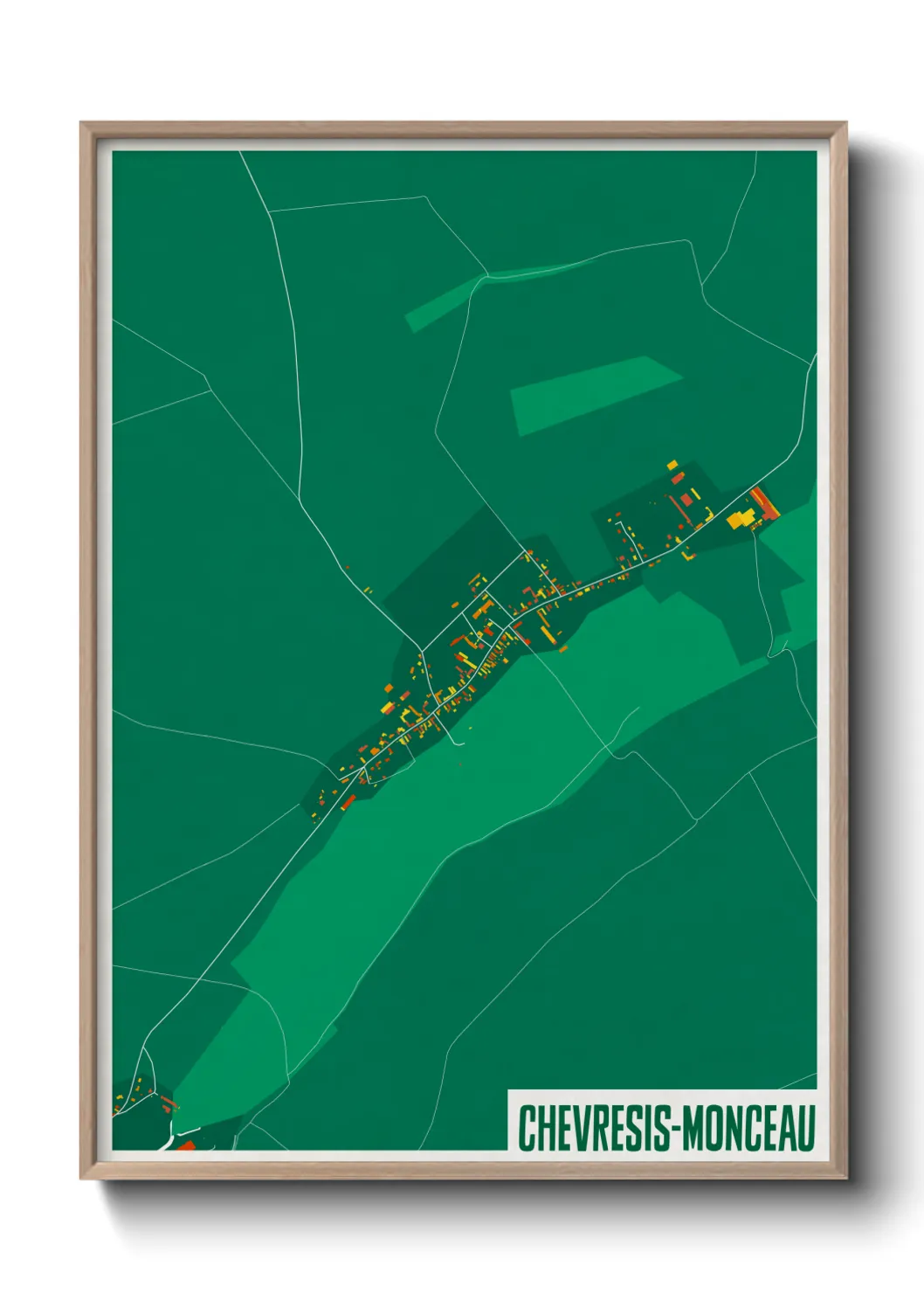 Une affiche de carte sur Chevresis-Monceau
