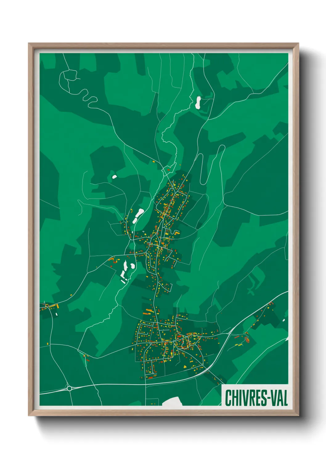 Une affiche de carte sur Chivres-Val