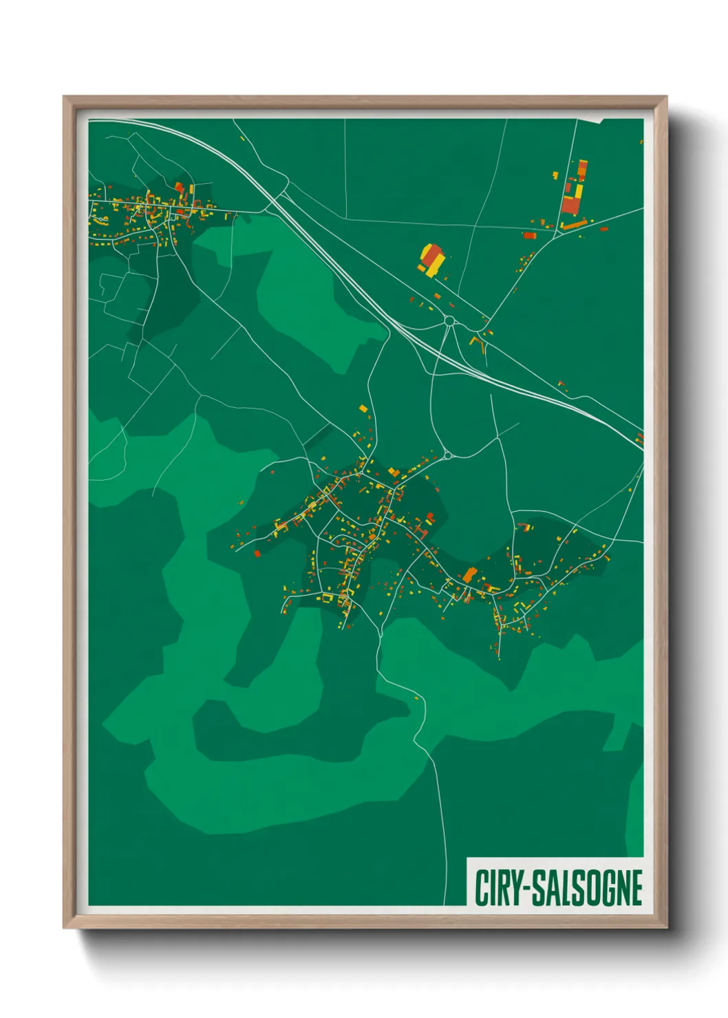 Une affiche de carte sur Ciry-Salsogne