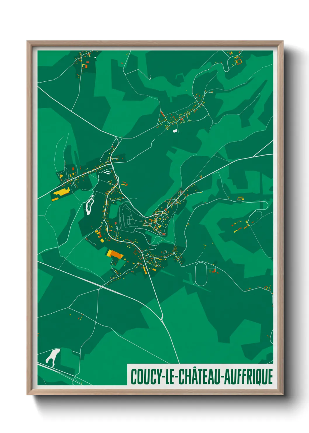 Une affiche de carte sur Coucy-le-Château-Auffrique