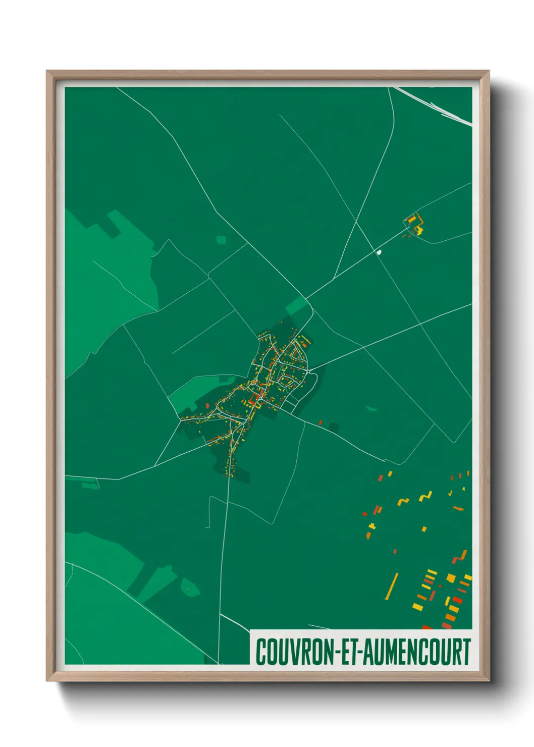 Une affiche de carte sur Couvron-et-Aumencourt