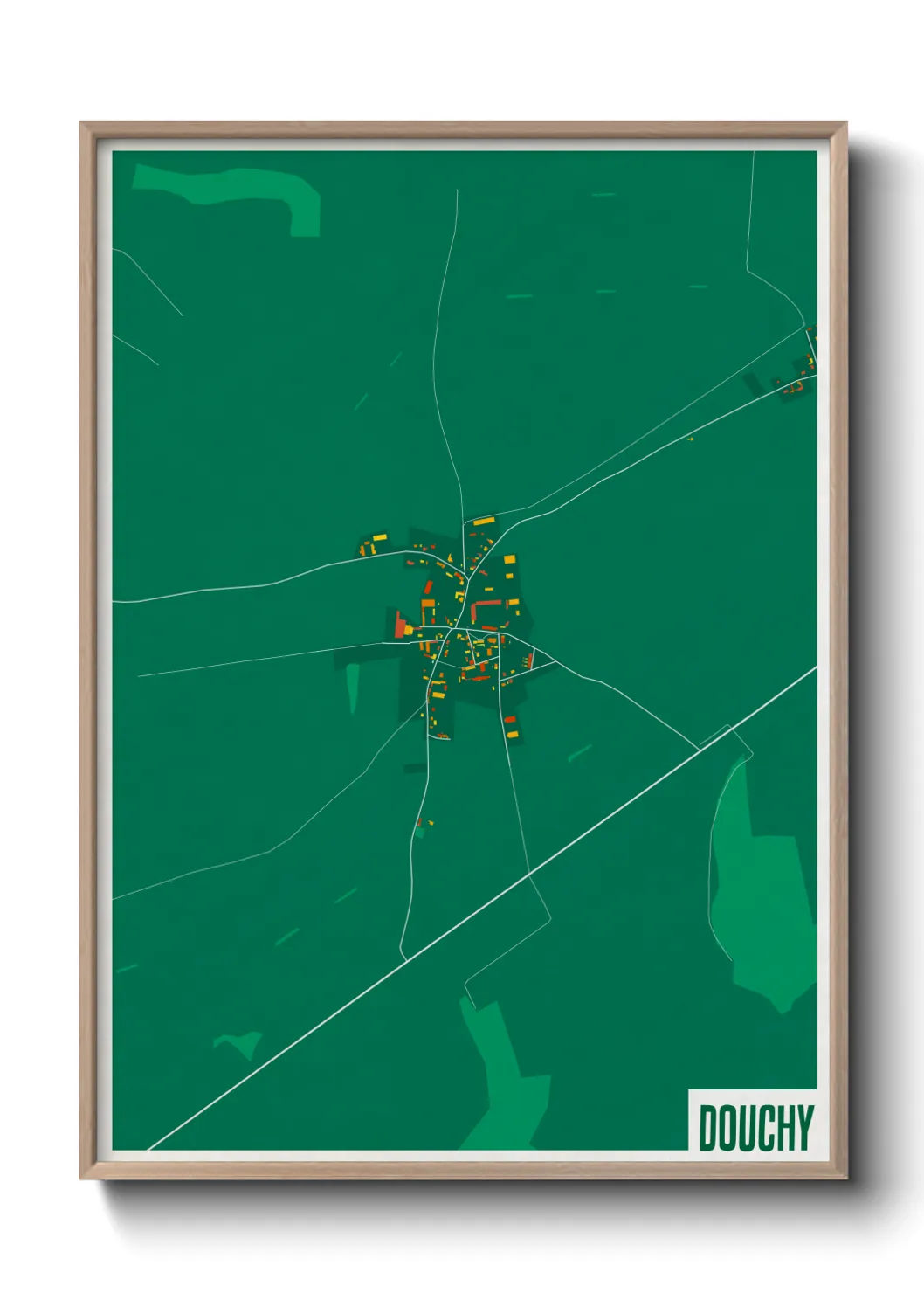 Une affiche de carte sur Douchy