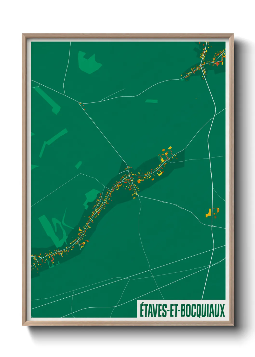 Une affiche de carte sur Étaves-et-Bocquiaux